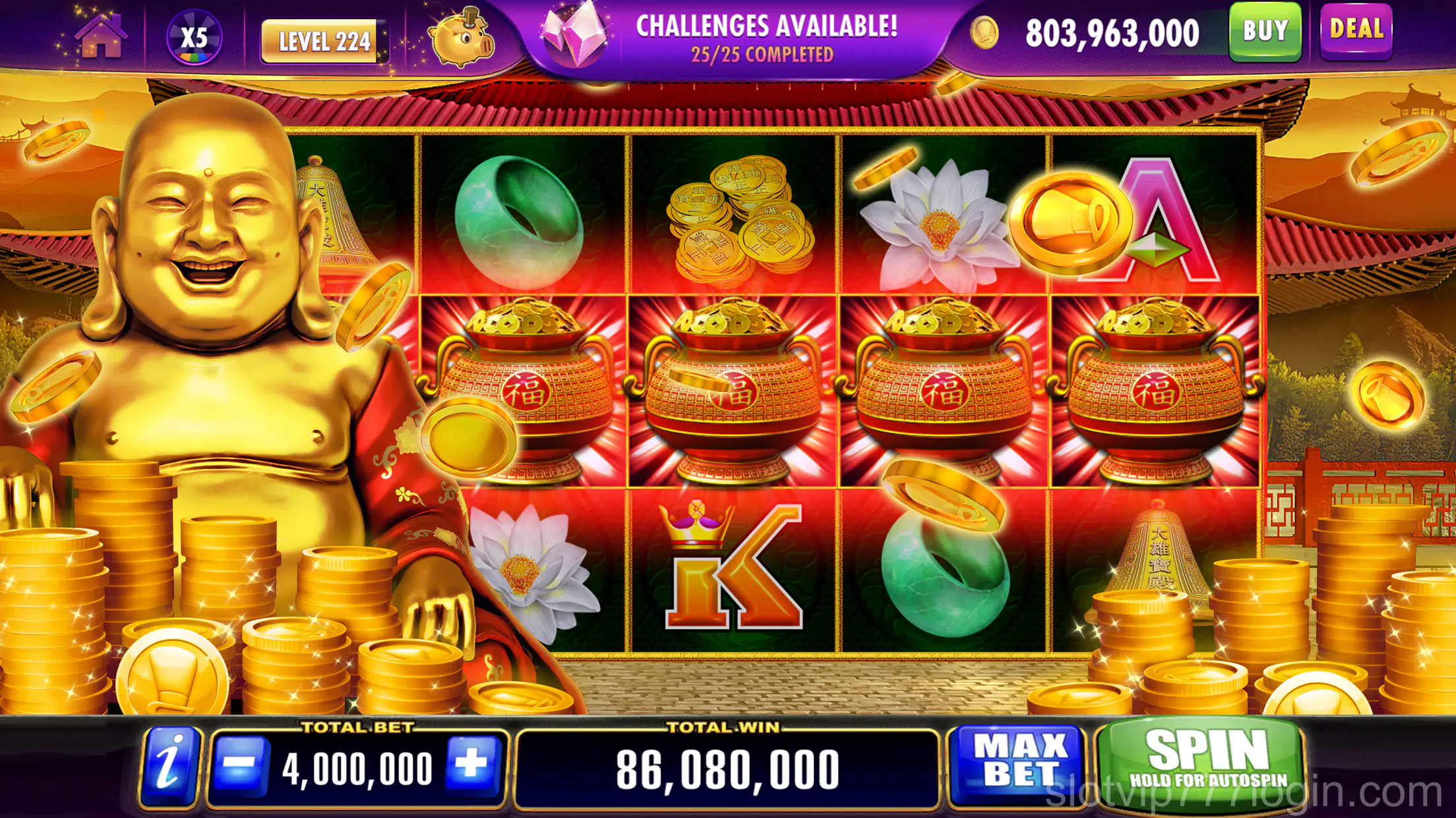 Tela inicial do aplicativo VIP777